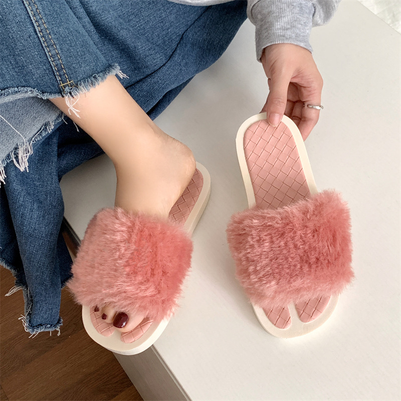 Nuove ragazze casual in cotone alla moda, una linea antiscivolo e resistente all'usura per la casa, pantofole in peluche a fondo piatto per_voghion.com