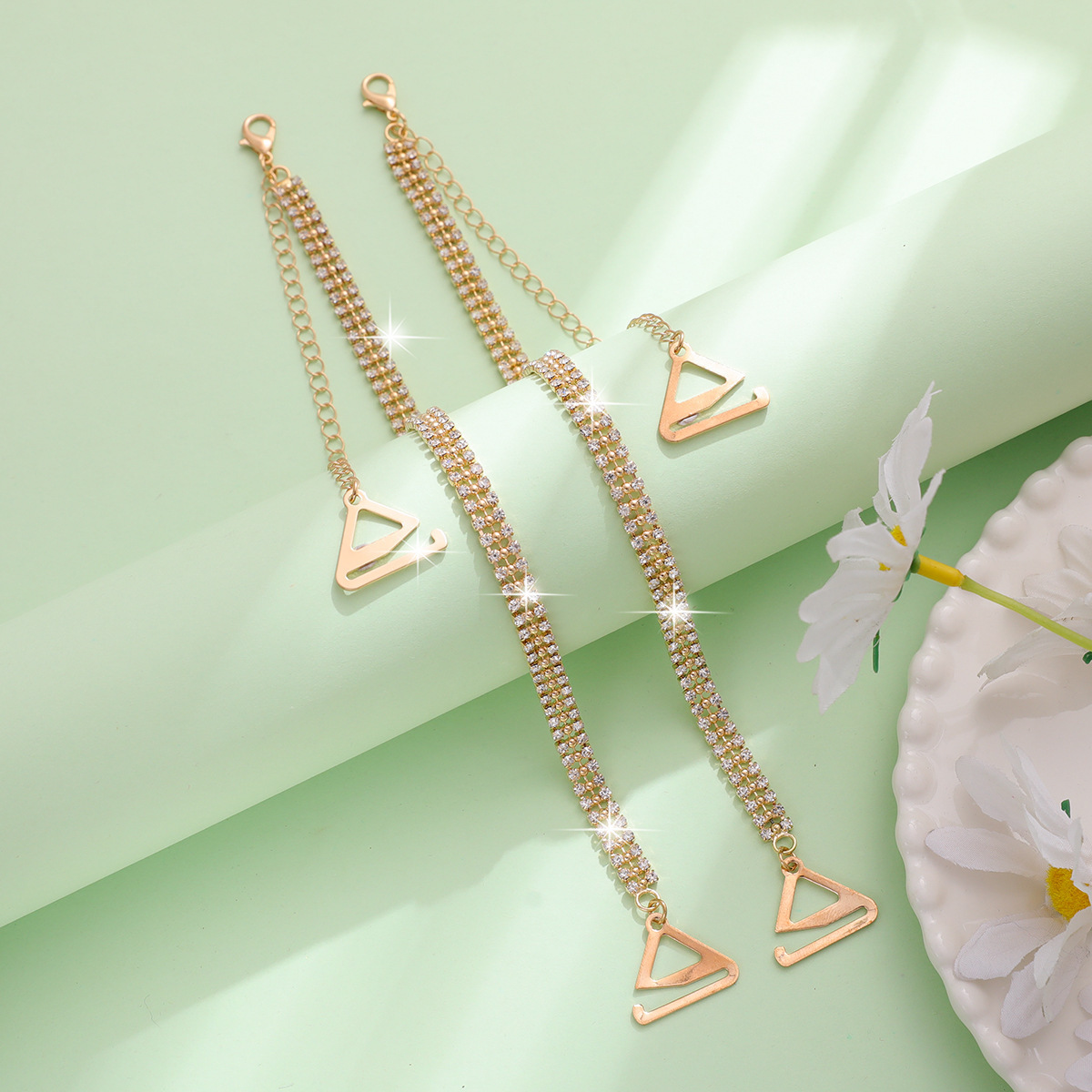 클립 비즈 골드 3줄