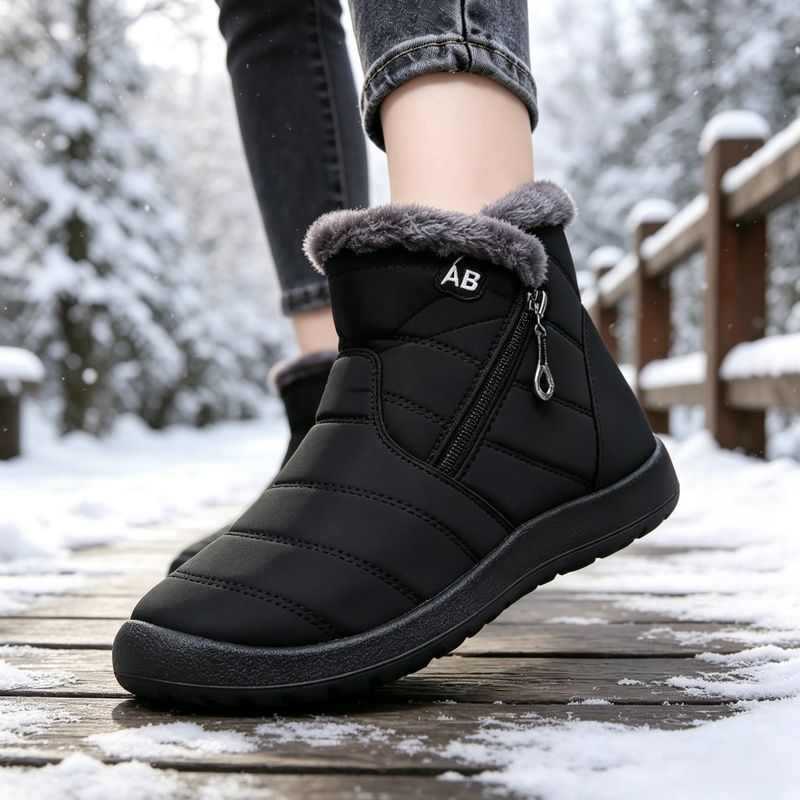 Foreign trade cross-border plus-size women's warm, fleece-lined, cold-proof high-top slip-on cotton shoes, waterproof, flat-soled, fashionable snow boots