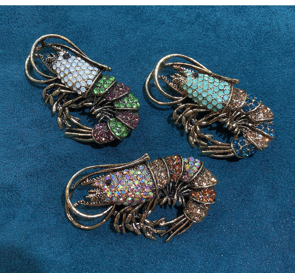 Casual Retro Lobster Alloy Plating Inlay Rhinestones Unisex Brooches display picture 2