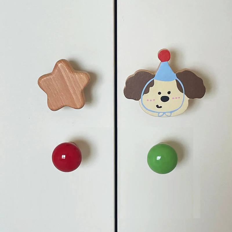 Beech Wood Hook Kitten Bear Cloud Punch-Free Hook Creative Cute Puppy Wardrobe Handle