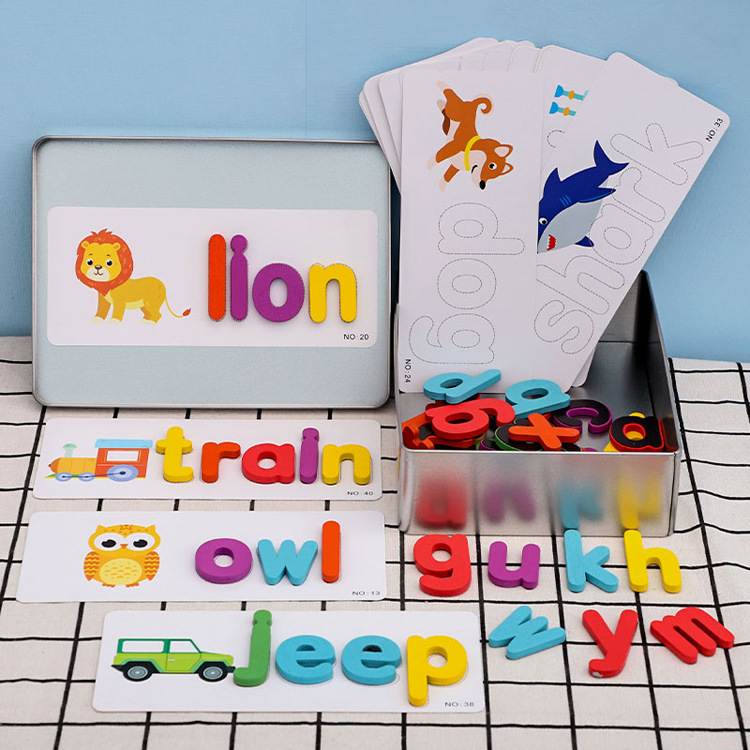 Rompecabezas de palabras magnético rompecabezas para niños juguete infantil inglés tarjeta cognitiva educación temprana