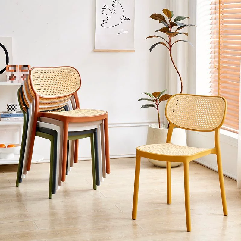 Новый скандинавский пластиковый стул из ротанга, домашний обеденный стул со спинкой, табурет, простой современный штабелируемый стул для отдыха, книга для переговоров