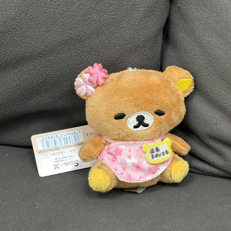 日系リラックマ20周年デパート店長ストラップ人形かわいい熊ミニぬいぐるみリュックサック飾り