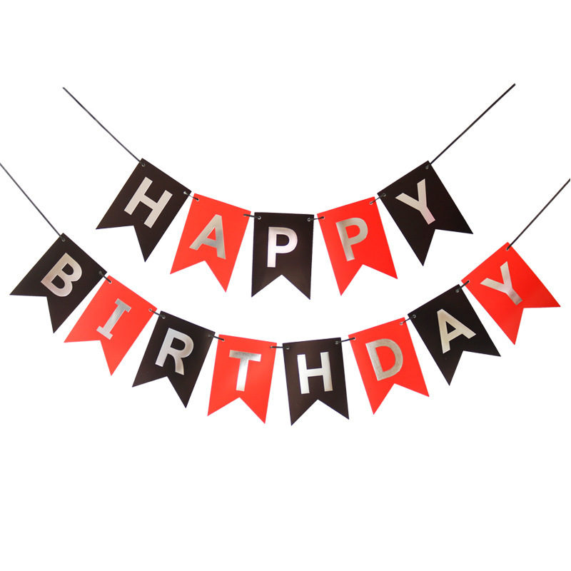 箔押し魚尾誕生日おめでとう旗happy birthdayパーティー装飾誕生日おめでとうバナー花|undefined