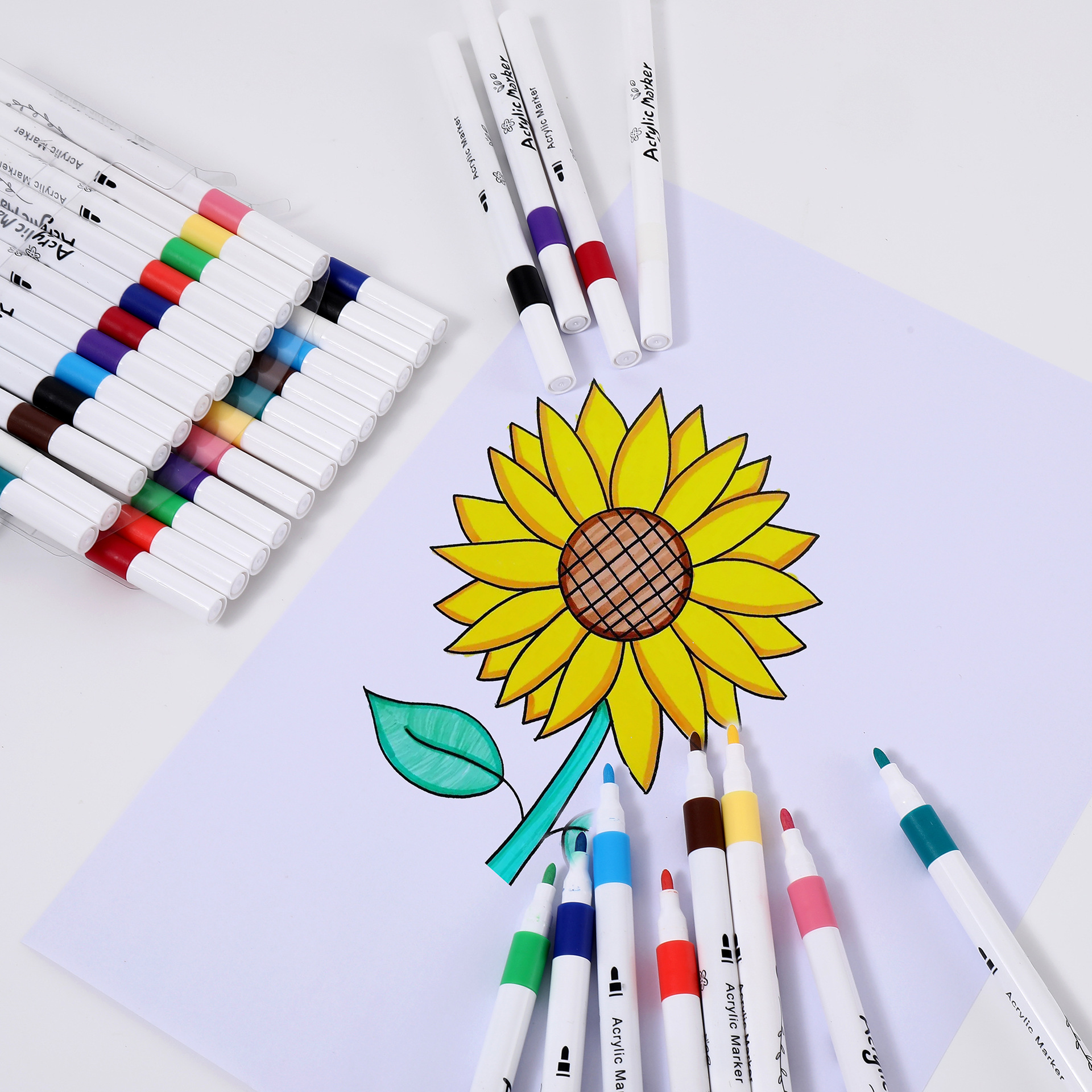 12 color acrylic marker color waterproof quick-drying children hand-painted diy art graffiti suit marker cross-border
