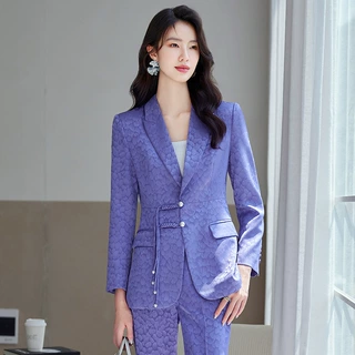 绿色西装外套女2024秋冬设计感小众高端气质女神范职业装西服套装