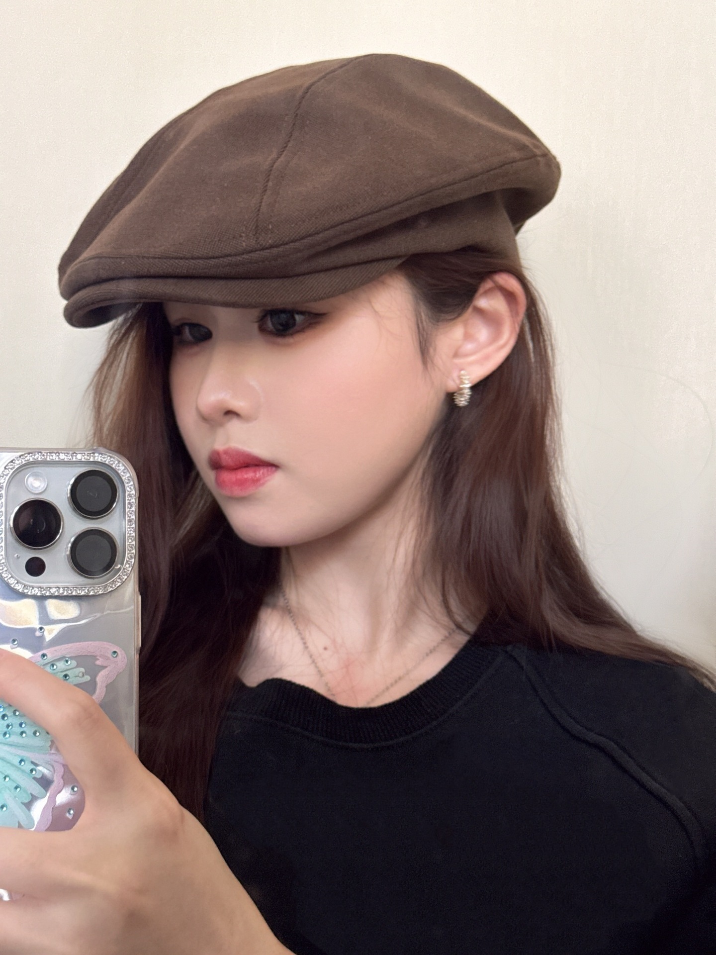 E-720 brown drawstring woolen hat