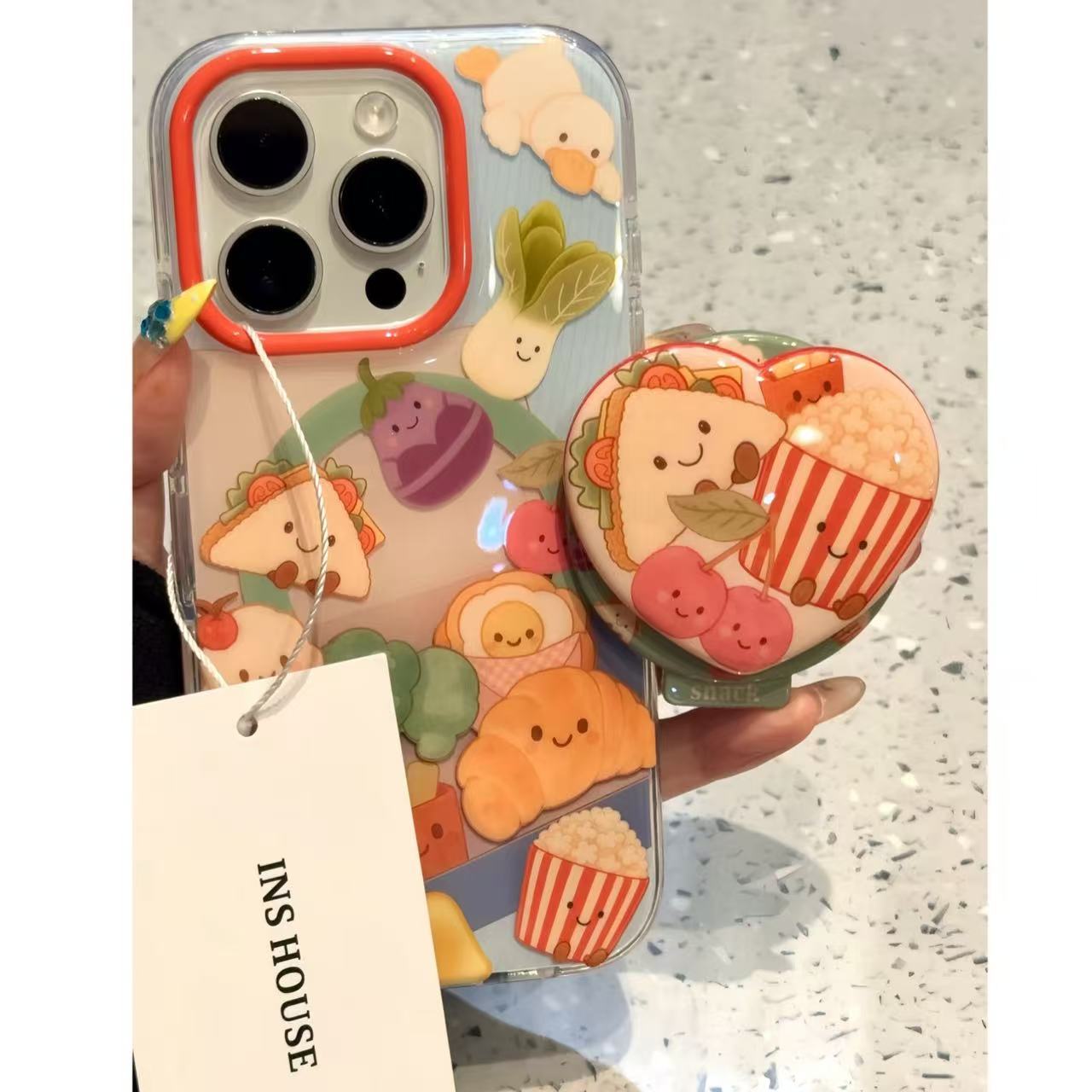 卡通微笑三明治爆米花鸭子适用iphone16promax苹果15pr手机壳1413