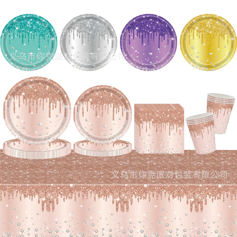 New Diamond Rose Gold White Golden First Birthday Paper Plate Disposable Paper Cup Tissue Tablecloth Flag Birthday Party Plate New Diamond Rose Gold White Golden First Birthday Paper Plate Disposable Paper Cup Tissue Tablecloth Flag Birthday Party Plate