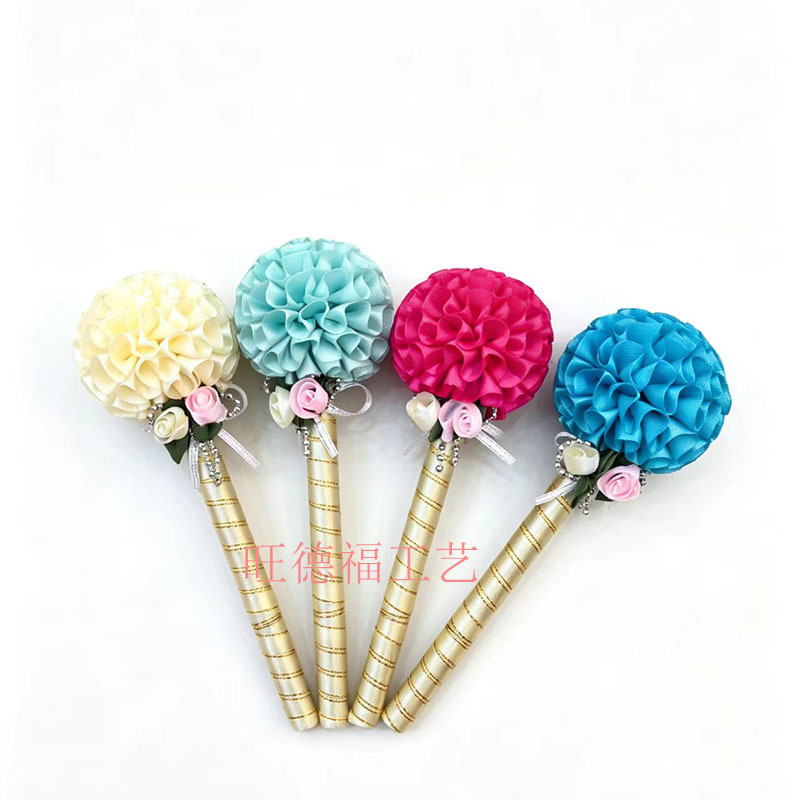 Valentine's Day Gifts, Fully Handmade Satin Ribbon Flower Balls, Creative Wedding Signature Pens, Wholesale Hot-Selling Wedding Signature Paint Pens