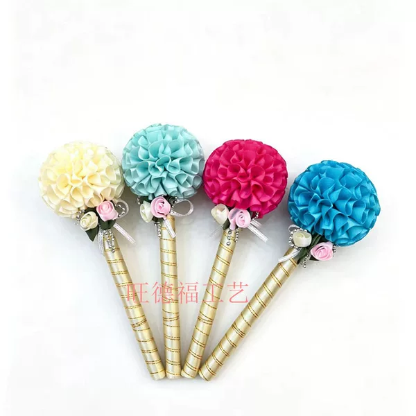 Valentine's Day Gifts, Fully Handmade Satin Ribbon Flower Balls, Creative Wedding Signature Pens, Wholesale Hot-Selling Wedding Signature Paint Pens