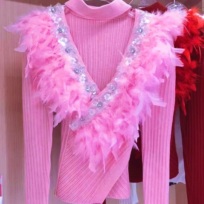 Fairy Lace Autumn and Winter New Style Short Knitted Knitwear Splicing Bottoming Top Sweet Flower Knitted Knitwear