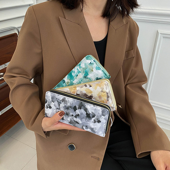 Frau Geometrisch Marmor Pu-Leder Reißverschluss Brieftaschen display picture 1