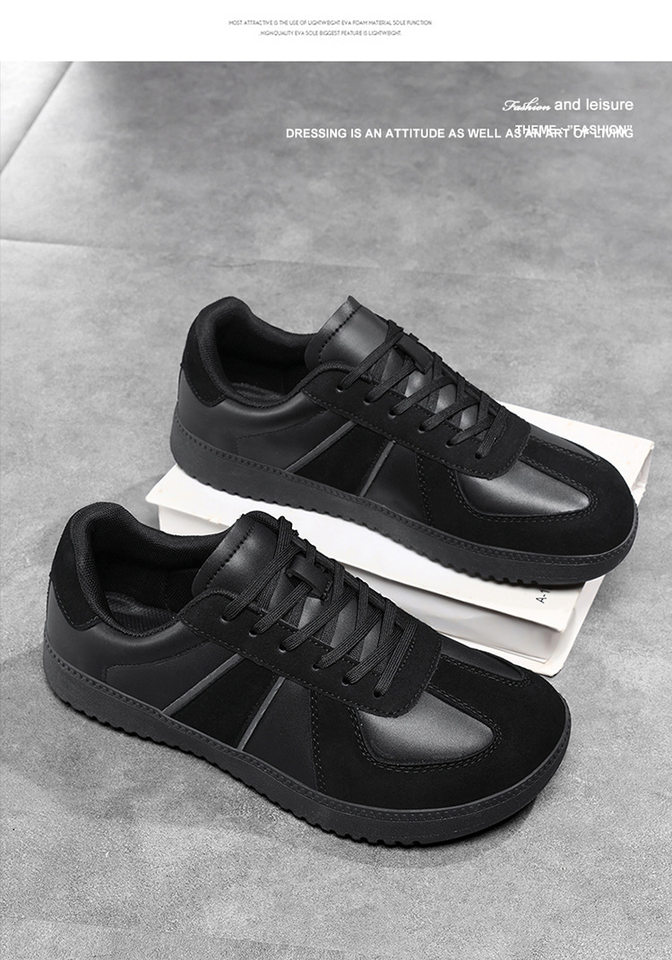 Giày sneaker da lì phối lưới form rộng mũi tròn, đế cao 3–5 cm, dây buộc, unisex — Trắng đen, Xám trắng, đen chi tiết 32