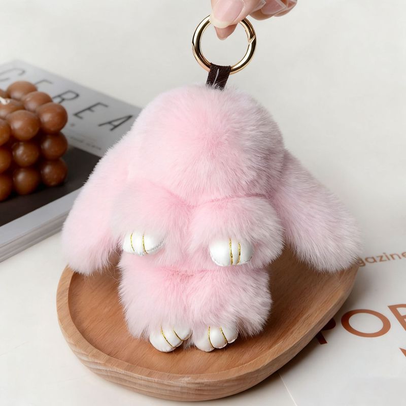 小さなウサギの毛皮ミニチュア装飾品、ウサギの毛皮バッグチャーム、ふわふわで可愛いランドセル、車のキーホルダー飾り|undefined