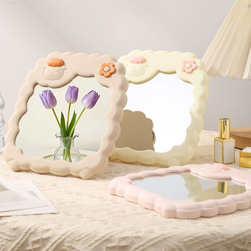 Plastic folding tower for students, glass storage system, cute mirror, flowered