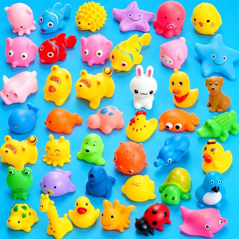 Cross-border baby water play vinyl toys, small animal and little yellow duck dolls, various styles that squeak when squeezed, direct from the manufacturer Cross-border baby water play vinyl toys, small animal and little yellow duck dolls, various styles that squeak when squeezed, direct from the manufacturer
