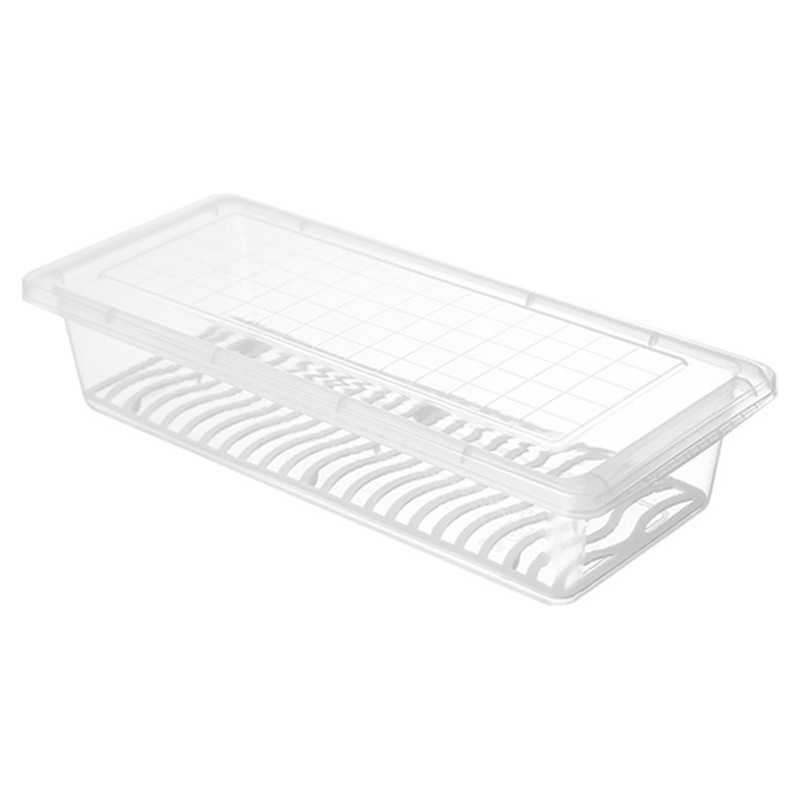 kitchen transparent draining crisper sealed box stackable seafood vegetable refrigerator refrigerated frozen meat storage box_voghion.com
