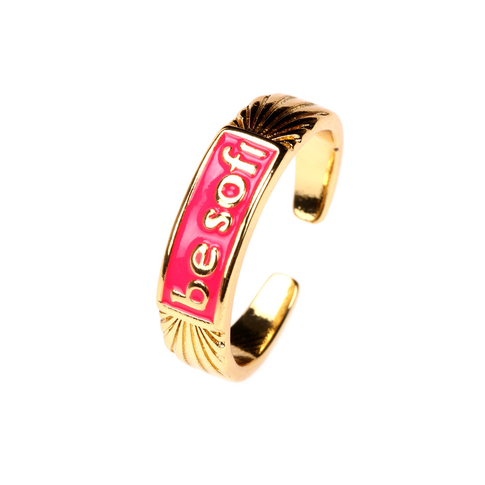 Nihaojewelry Simple Letters Dripping Oil Copper Open Ring Wholesale Jewelry display picture 12