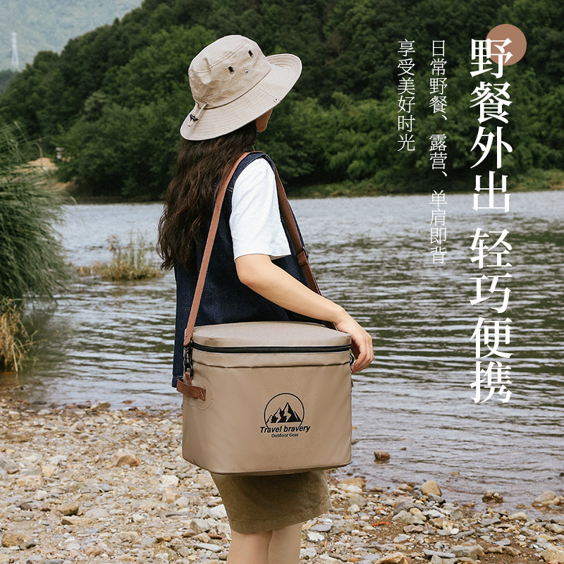 Bolsa de hielo portátil para conservación de alimentos, impermeable, con aislamiento, de gran capacidad, 20L, para viajes y campamentos al aire libre.