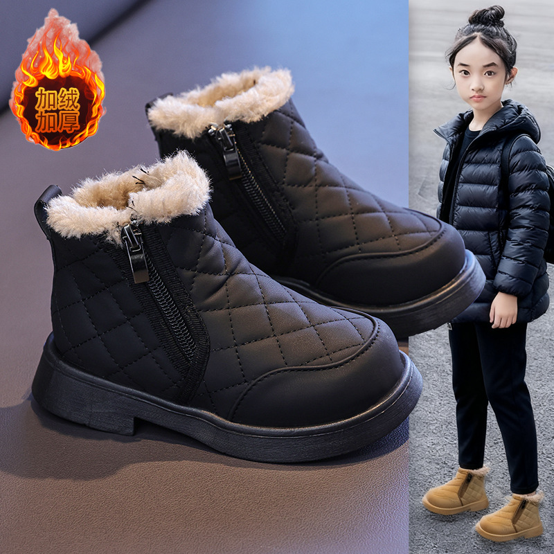 Botas de nieve para niñas 2026 invierno nuevo tipo de zapatos de algodón para niños botas Martin botas de bebé botas cortas botas de algodón para niños