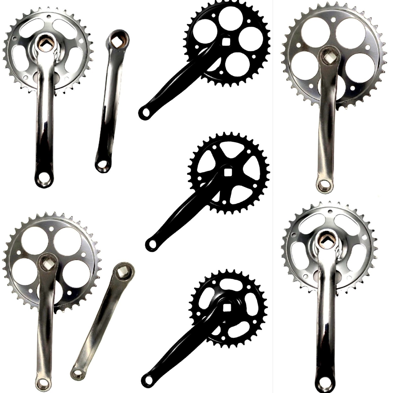 Bicycle Crankset 32/36 Teeth Square Mouth Iron Chainring 24/26/Universal Crank Student Bike Single-Speed Crank Decoration