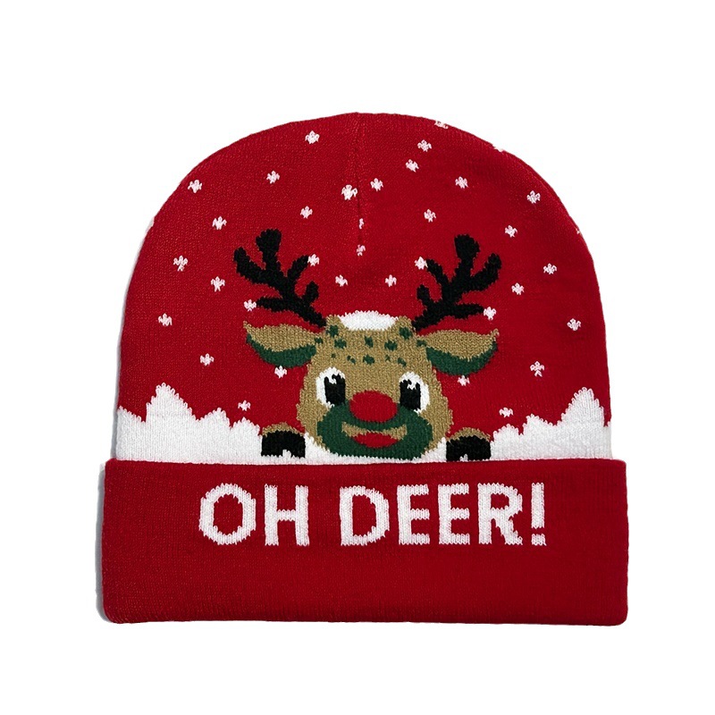 Novo gorro de malha com flange de Natal, gorro de lã quente para homens e mulheres_voghion.com