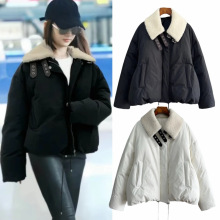 明星同款加棉羊羔毛翻领加厚面包服棉衣外套女冬季棉服网图