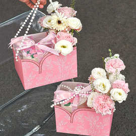 网红母亲节蛋糕装饰花盒打包盒唯美旗袍鲜花包装盒手提盒礼物盒子