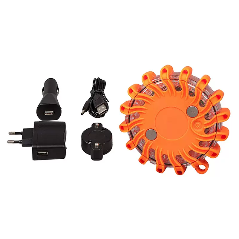 频闪吸顶爆闪灯 红蓝色 校车路锥消防16led车载充电式交通警示灯