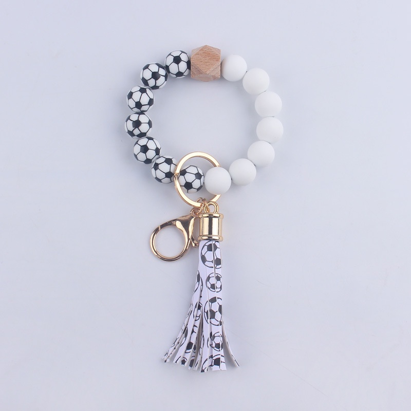 Women's Gender Simple Style Round Silica Gel Beaded Women's Keychain
