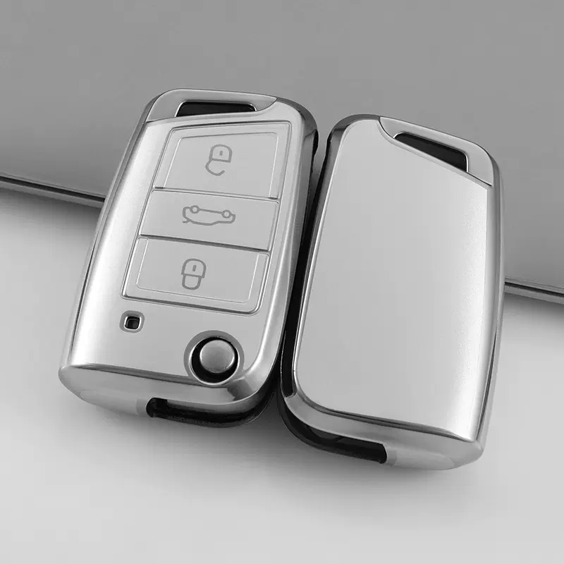 适用于大众新迈腾钥匙包蔚揽B8软胶车钥匙套男女钥匙扣新款流沙银