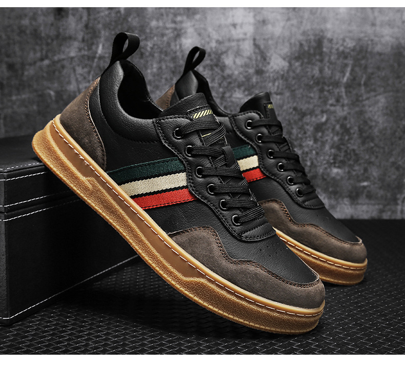Herbst koreanische Mode lässige Turnschuhe neue Herren All-Match-Leder weichen Boden weiße Schuhe trendige Schuhe_voghion.com