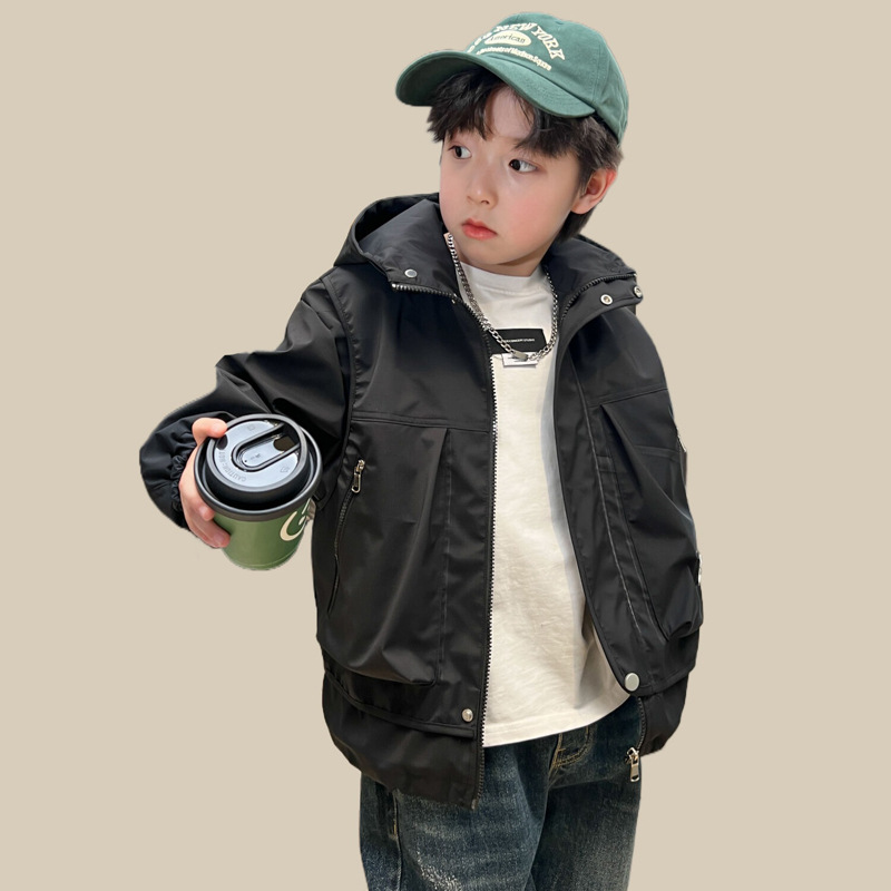 Kinder windjack met capuchon voor jongens lente en herfst_voghion.com