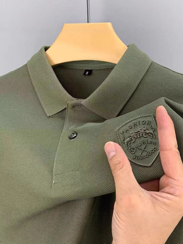 軽くて高級な高級刺繍ポロシャツメンズビジネスラペル半袖Tシャツトップ2025夏トレンドのクロスボーダー限定|undefined