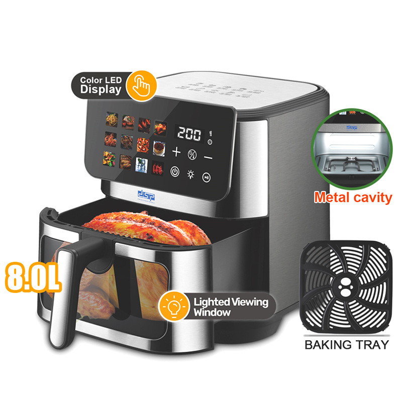 Dsp/Dansong Air Fryer Multifunctional Home Kitchen Electric Fryer 8L Large Capacity Visual Touch Screen Fries