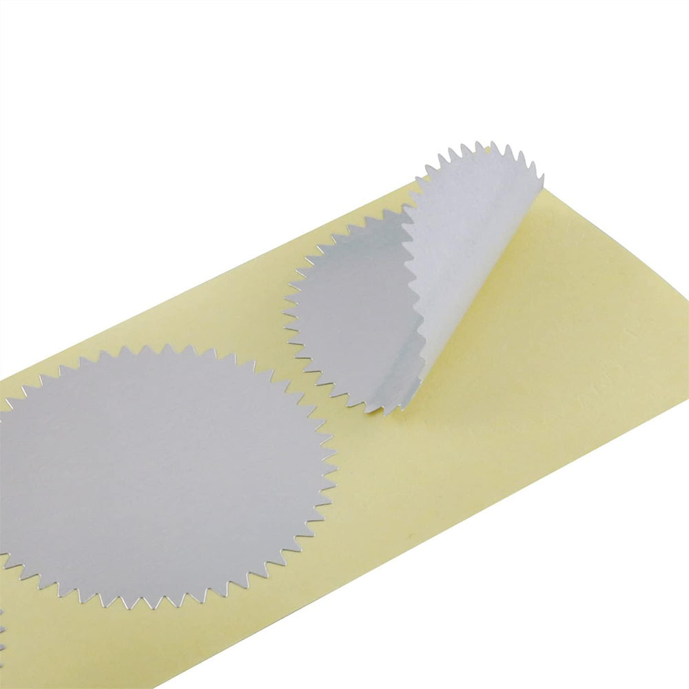 45MM 스팟 골드 및 실버 스탬프 스티커 기어 모양 엠보싱 스티커 메달 인증서 봉인