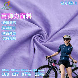网眼骑行服面料四面弹力布针织提花面料鸟眼透气速干t恤骑行面料