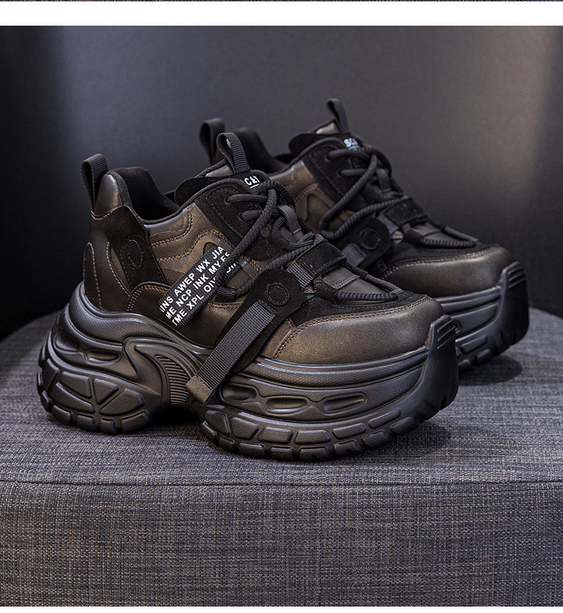 Giày sneaker nữ đế dày chunky phong cách thể thao, tăng chiều cao, phối hợp nhiều trang phục — Đen 5019, Nâu 5019, Ngọc trai 5019 chi tiết 14
