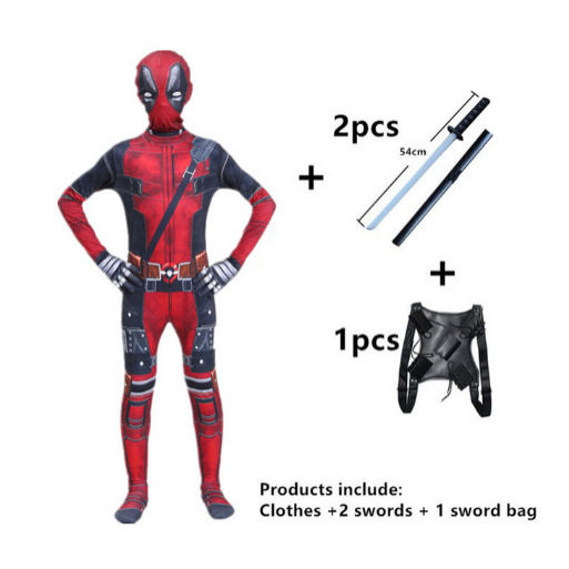 Deadpool cosplay Siamese Leotard Children's Costume Anime Deadpool Clothes Performance 3D Digital Printing