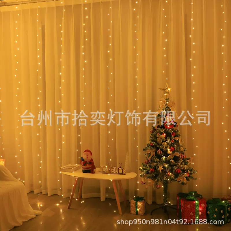 跨境厂家直供3*3窗帘灯USB遥控灯串圣诞节日氛围装饰彩灯闪灯