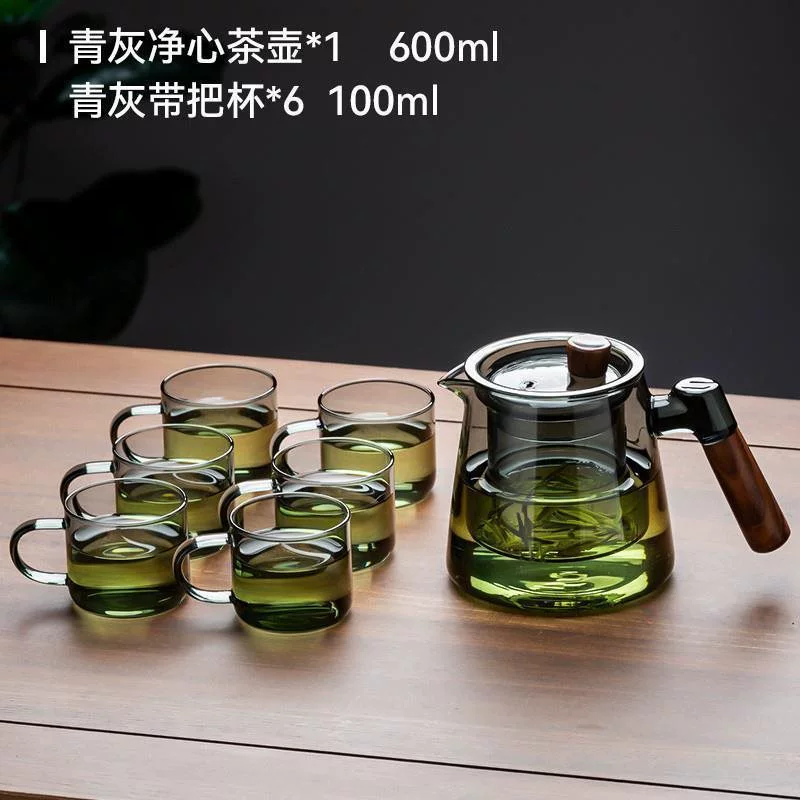 Glass tea set, teapot, tea cup for office