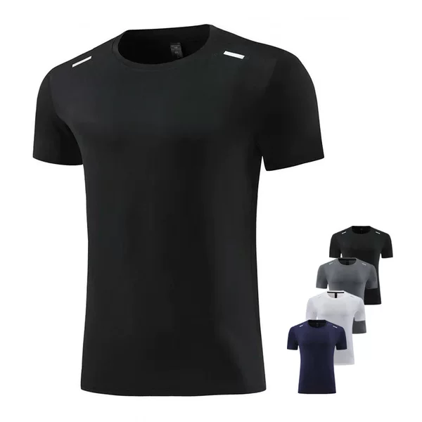 Cross-Border Amazon Quick-Drying Short-Sleeved Sports T-Shirt Men's Outdoor Quick-Drying Clothing Round Neck Running Top Fitness Clothing Training