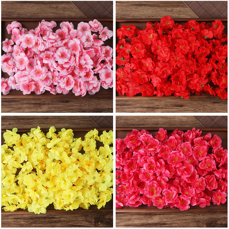 仿真桃花朵花瓣假树装饰材料绢花梅花腊梅樱花树婚庆摄道具头饰