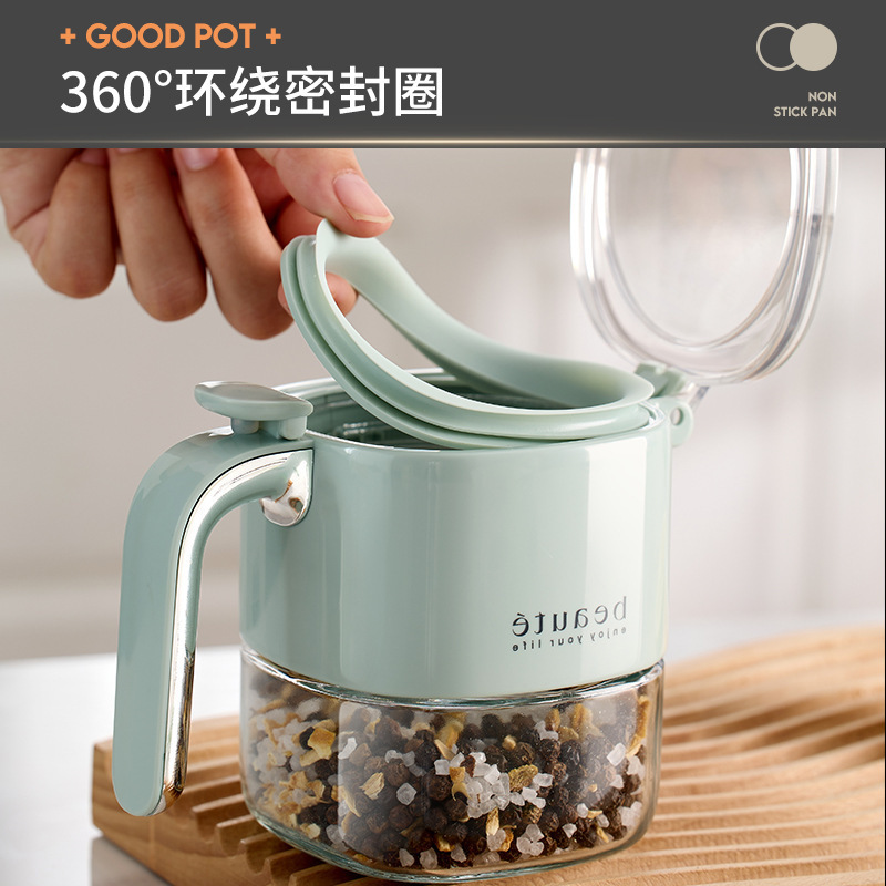 キッチンプレス調味料箱密封防湿スプーン付き塩味の素調味料箱大容量調味料缶|undefined