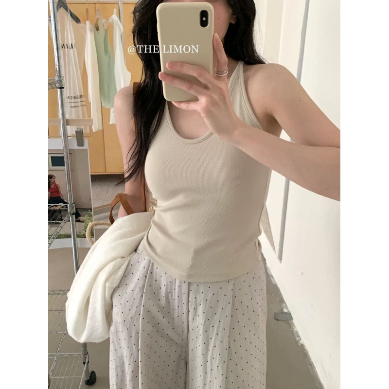 夏款法式性感修身美背百搭一体带胸垫背带款舒适内搭