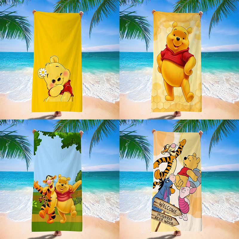 Source Factory Honey Winnie the Pooh Beach Towel, Soft and Skin-Friendly, Children's and Adult Bath Towel, Cartoon Merchandise, Customizable