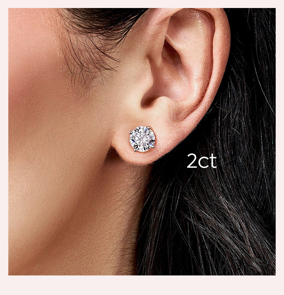 Shiny Geometric Sterling Silver Gra Inlay Moissanite Ear Studs display picture 10