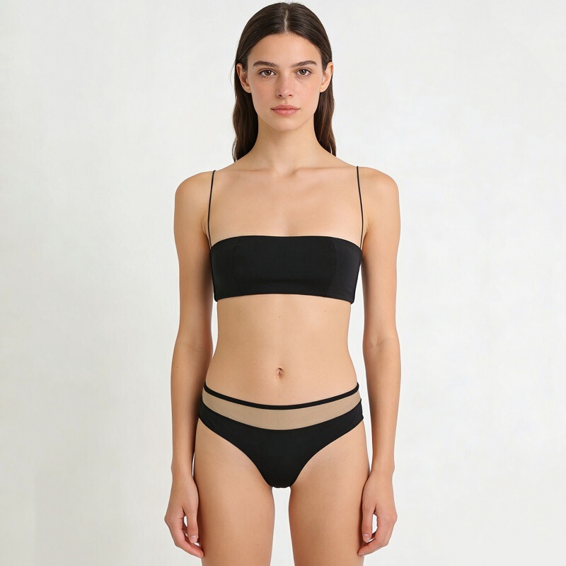 New Ultra-Fine Shoulder Straps, Beautiful Back Intimates, Young Girl Tube Top, Glossy, Traceless, Wire-Free, One-Line Bra Set